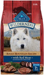 Blue Buffalo Wilderness Rocky Mountain Recipe Senior High Protein Natural Red Meat & Grain Dry Dog Food, 22-lb bag