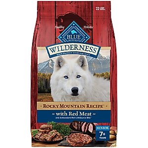 Blue Buffalo Wilderness Rocky Mountain Recipe Senior High Protein Natural Red Meat & Grain Dry Dog Food, 22-lb bag