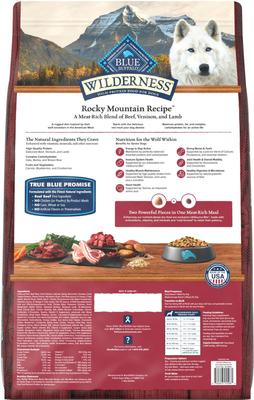 Show full view: Blue Buffalo Wilderness Rocky Mountain Recipe Senior High Protein Natural Red Meat & Grain Dry Dog Food, 22-lb bag slide 3 of 12