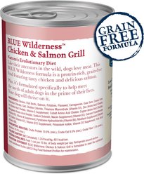 Blue Buffalo Wilderness Salmon & Chicken High-Protein Grain-Free Adult Canned Dog Food, 12.5-oz, case of 12 slide 2 of 9