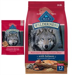 Blue Buffalo Wilderness Salmon Dry Food + Trail Treats Salmon Biscuits Dog Treats