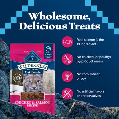 Show full view: Blue Buffalo Wilderness Salmon Formula Crunchy Grain-Free Cat Treats, 12-oz tub slide 8 of 12