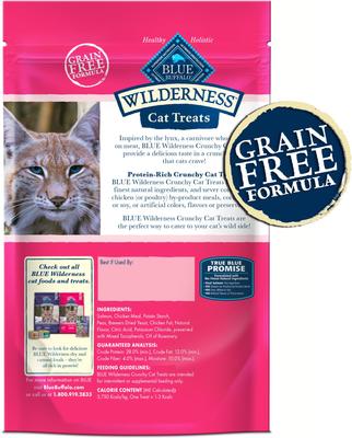 Show full view: Blue Buffalo Wilderness Salmon Formula Crunchy Grain-Free Cat Treats, 2-oz bag slide 3 of 12