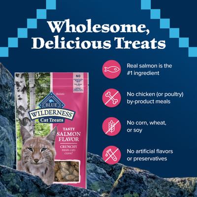 Show full view: Blue Buffalo Wilderness Salmon Formula Crunchy Grain-Free Cat Treats, 2-oz bag slide 8 of 12