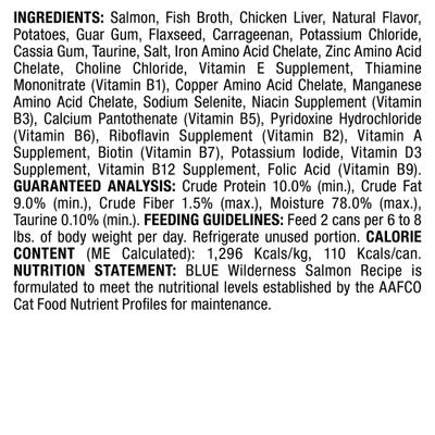 Show full view: Blue Buffalo Wilderness Salmon Grain-Free Canned Cat Food, 3-oz, case of 24 slide 4 of 10