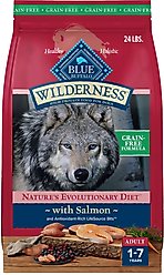 Blue Buffalo Wilderness Salmon Recipe Adult High-Protein Grain-Free Dry Dog Food, 24-lb bag
