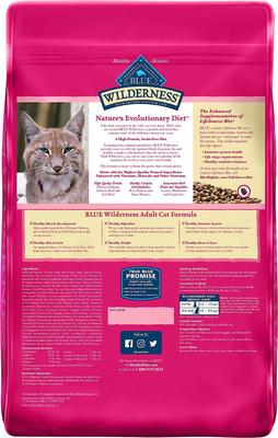 Show full view: Blue Buffalo Wilderness Salmon Recipe Grain-Free Dry Cat Food, 11-lb bag + Blue Buffalo Bursts with Savory Seafood Cat Treats, 12-oz tub slide 3 of 8