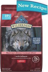 Blue Buffalo Wilderness Salmon Recipe High-Protein Adult Dry Dog Food, 24-lb bag, bundle of 2