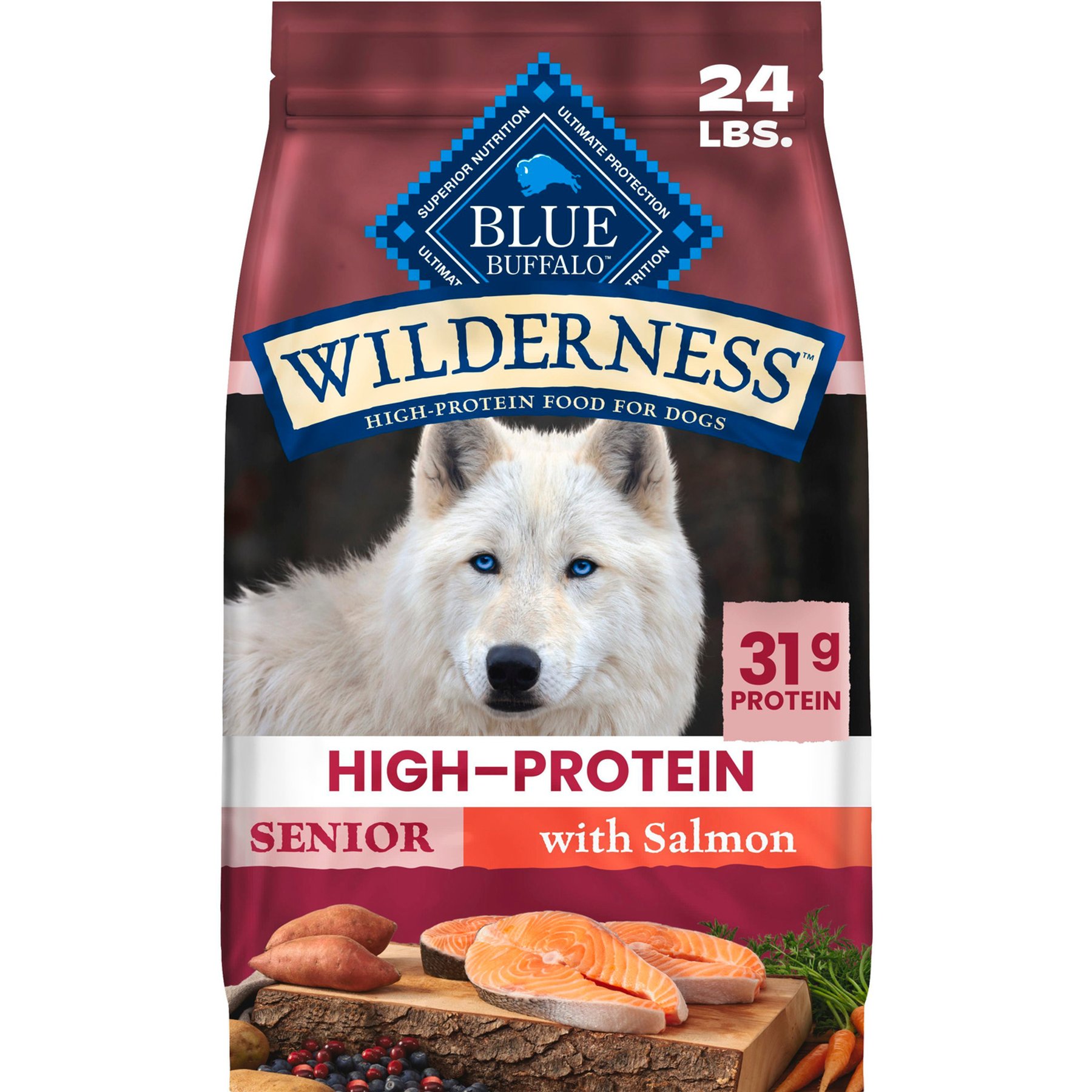 Blue Buffalo Wilderness Senior High-Protein Salmon Recipe Dry Dog Food, 24-lb bag