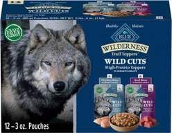 Blue Buffalo Wilderness Trail Toppers Wild Cuts Chicken & Beef Flavors Variety Pack Wet Dog Food, 3-oz pouch, case of 12