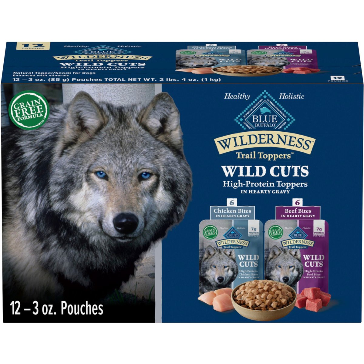 Blue Buffalo Wilderness Trail Toppers Wild Cuts Chicken & Beef Flavors Variety Pack Wet Dog Food, 3-oz pouch, case of 12