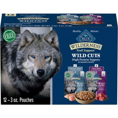 Blue Buffalo Blue Buffalo Wilderness Trail Toppers Wild Cuts Chicken & Beef Flavors Variety Pack Wet Dog Food, 3-oz pouch, case of 12