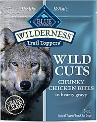 Blue Buffalo Wilderness Trail Toppers Wild Cuts Chunky Chicken Bites in Hearty Gravy Grain-Free Dog Food Topper, 3-oz, case of 24