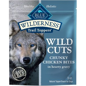 Blue Buffalo Wilderness Trail Toppers Wild Cuts Chunky Chicken Bites in Hearty Gravy Grain-Free Dog Food Topper, 3-oz, case of 24