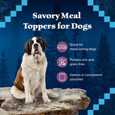 Show full view: Blue Buffalo Wilderness Trail Toppers Wild Cuts High-Protein & Grain-Free Chunky Beef Bites in Hearty Gravy Wet Dog Food, 3-oz, case of 24 slide 5 of 11