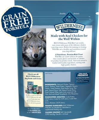 Show full view: Blue Buffalo Wilderness Trail Treats Chicken Wild Bits Grain-Free Training Dog Treats, 4-oz bag slide 3 of 12