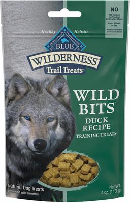 Show full view: Blue Buffalo Wilderness Trail Treats Duck Wild Bits Grain-Free Training Dog Treats, 4-oz bag, bundle of 2 slide 3 of 12