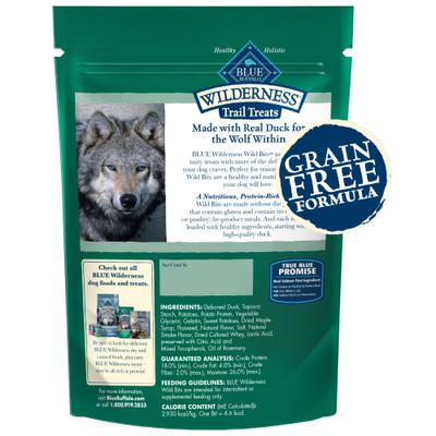 Show full view: Blue Buffalo Wilderness Trail Treats Duck Wild Bits Grain-Free Training Dog Treats, 4-oz bag slide 3 of 12
