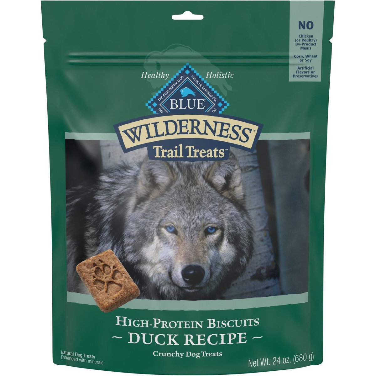 Blue Buffalo Wilderness Trail Treats Grain-Free Duck Biscuits Dog Treats, 48-oz bundle