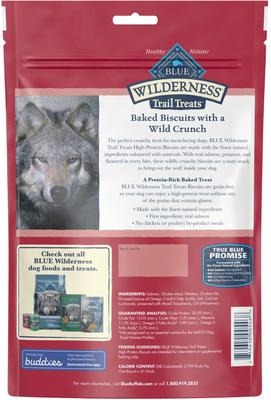 Show full view: Blue Buffalo Wilderness Trail Treats Grain-Free Salmon Biscuits Dog Treats, 10-oz slide 3 of 10