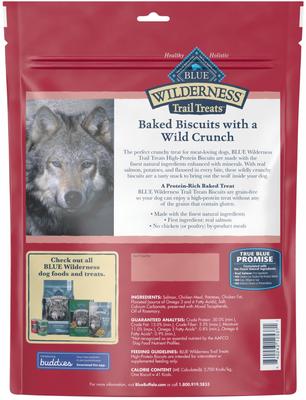 Show full view: Blue Buffalo Wilderness Trail Treats Grain-Free Salmon Biscuits Dog Treats, 24-oz bag slide 3 of 10
