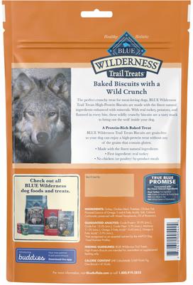 Show full view: Blue Buffalo Wilderness Trail Treats Grain-Free Turkey Biscuits Dog Treats, 10-oz slide 3 of 10