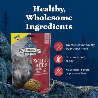 Show full view: Blue Buffalo Wilderness Trail Treats Wild Bits Salmon Recipe Grain-Free Dog Training Treats, 10-oz bag slide 8 of 12