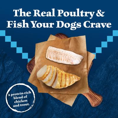Show full view: Blue Buffalo Wilderness Trout & Chicken Grill Grain-Free Canned Dog Food, 12.5-oz, case of 12 slide 4 of 12