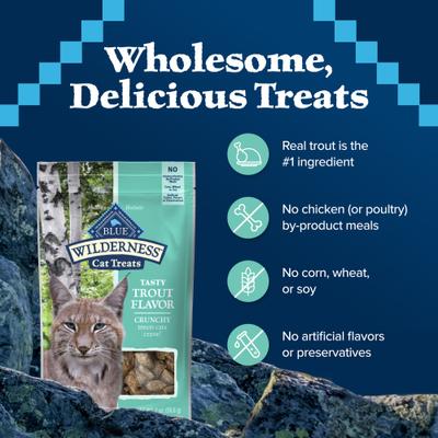 Show full view: Blue Buffalo Wilderness Trout Formula Crunchy Grain-Free Cat Treats, 2-oz bag slide 8 of 12