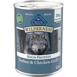 Blue Buffalo Wilderness Turkey & Chicken Grill Grain-Free Canned Dog Food, 12.5-oz can, case of 12