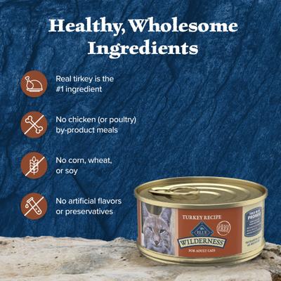 Show full view: Blue Buffalo Wilderness Turkey Grain-Free Canned Cat Food, 5.5-oz, case of 24 slide 7 of 12