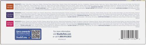 Show full view: Blue Buffalo Wilderness Variety Pack Adult High Protein Natural Chicken, Salmon, Turkey Pate Wet Cat Food, 5.5-oz can, case of 12 slide 3 of 8
