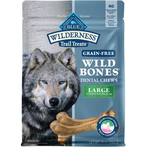 Blue Buffalo Wilderness Wild Bones Grain-Free Large Dental Dog Treats, 10-oz bag, count varies