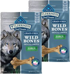 Blue Buffalo Wilderness Wild Bones Grain-Free Large Dental Dog Treats, 27-oz bag, bundle of 2