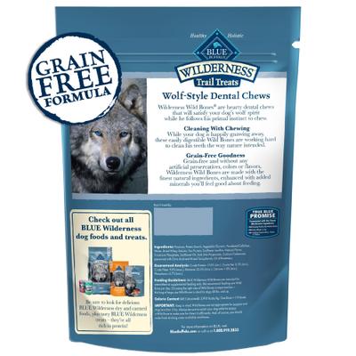 Show full view: Blue Buffalo Wilderness Wild Bones Grain-Free Mini Dental Dog Treats, 10-oz bag, count varies slide 3 of 12