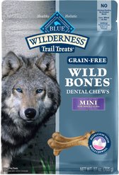 Blue Buffalo Wilderness Wild Bones Grain-Free Mini Dental Dog Treats, 27-oz bag, count varies