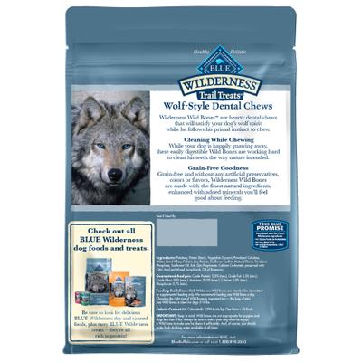 Show full view: Blue Buffalo Wilderness Wild Bones Grain-Free Mini Dental Dog Treats, 27-oz bag, count varies slide 3 of 10