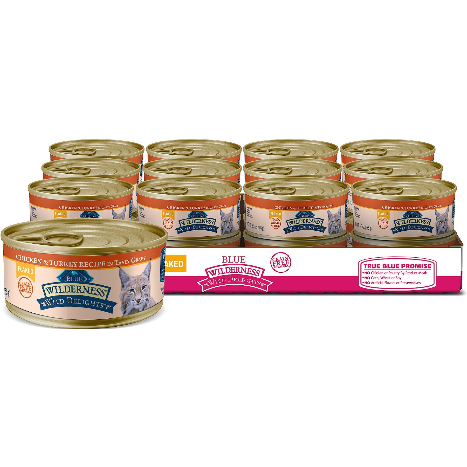 Blue Buffalo Wilderness Chicken & Turkey Cat Food, 5.5-oz, case of 24