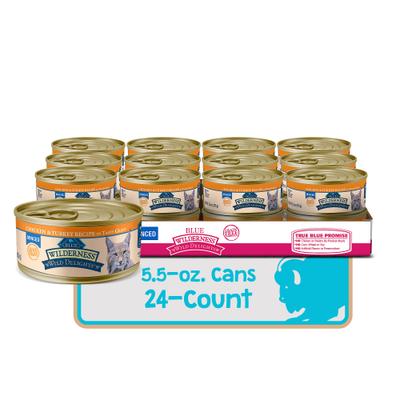 Show full view: Blue Buffalo Wilderness Wild Delights Minced Chicken & Turkey in Tasty Gravy Grain-Free Canned Cat Food, 5.5-oz, case of 24 slide 3 of 10