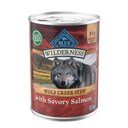 Blue Buffalo Wilderness Wolf Creek Stew Adult High-Protein Grain-Free Natural Hearty Savory Salmon Stew Wet Dog Food, 12.5-oz can, 12 count