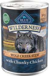 Blue Buffalo Wilderness Wolf Creek Stew Chunky Chicken Stew Grain-Free Adult Canned Dog Food, 12.5-oz, case of 12