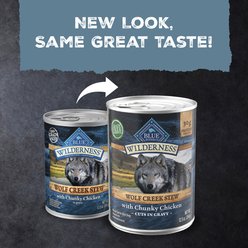 Blue Buffalo Wilderness Wolf Creek Stew Chunky Chicken Stew Grain-Free Adult Canned Dog Food, 12.5-oz, case of 12 slide 2 of 9
