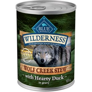Blue Buffalo Wilderness Wolf Creek Stew Hearty Duck Stew Grain-Free Adult Canned Dog Food, 12.5-oz, case of 12