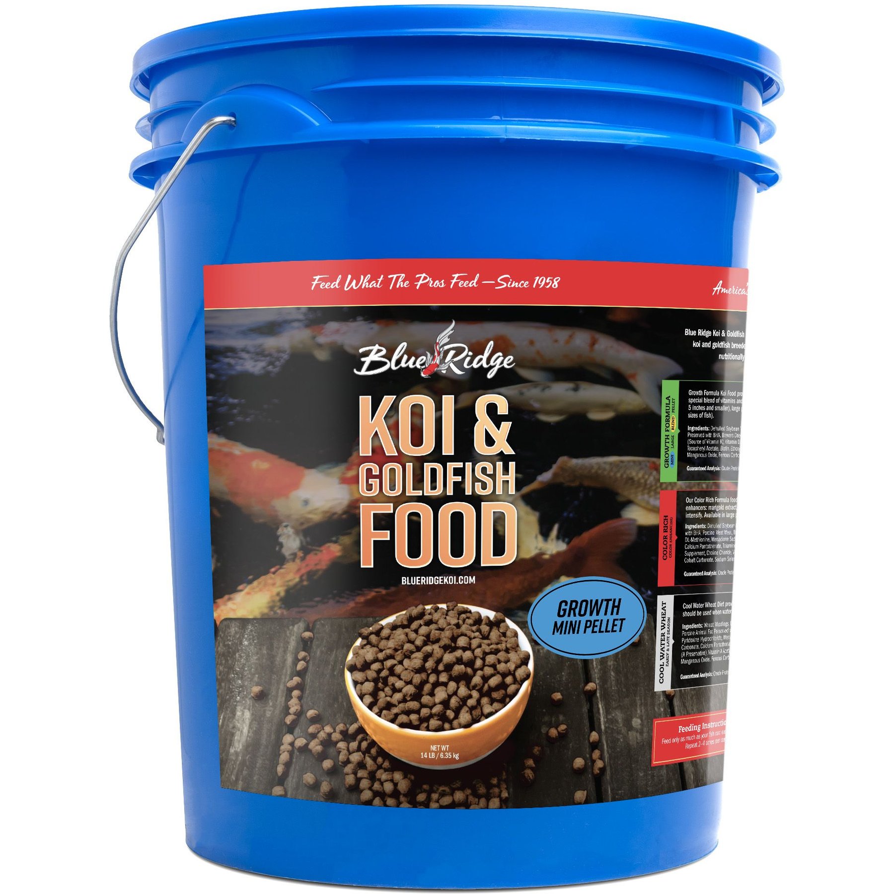 Blue Ridge Koi & Goldfish Mini Pellet Growth Formula Koi & Goldfish Food, 14-lb bucket