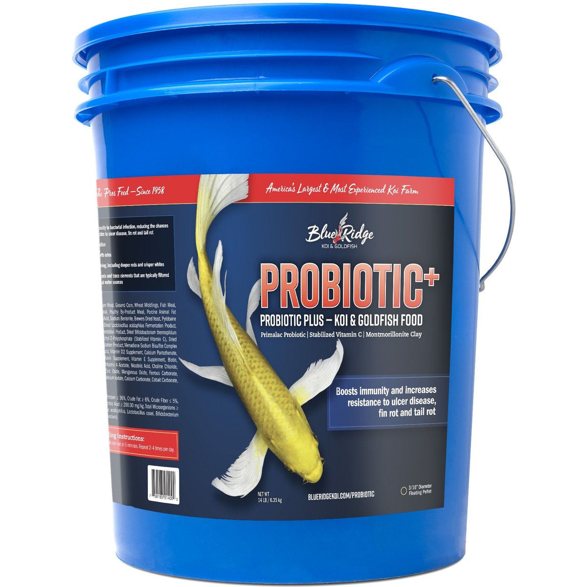 Blue Ridge Koi & Goldfish Probiotic Plus Formula Koi & Goldfish Food, 14-lb bucket