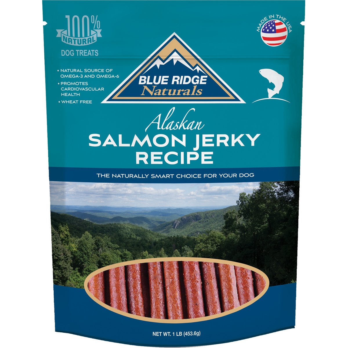 Blue Ridge Naturals Alaskan Salmon Jerky Dog Treats, 1-lb bag, bundle of 2