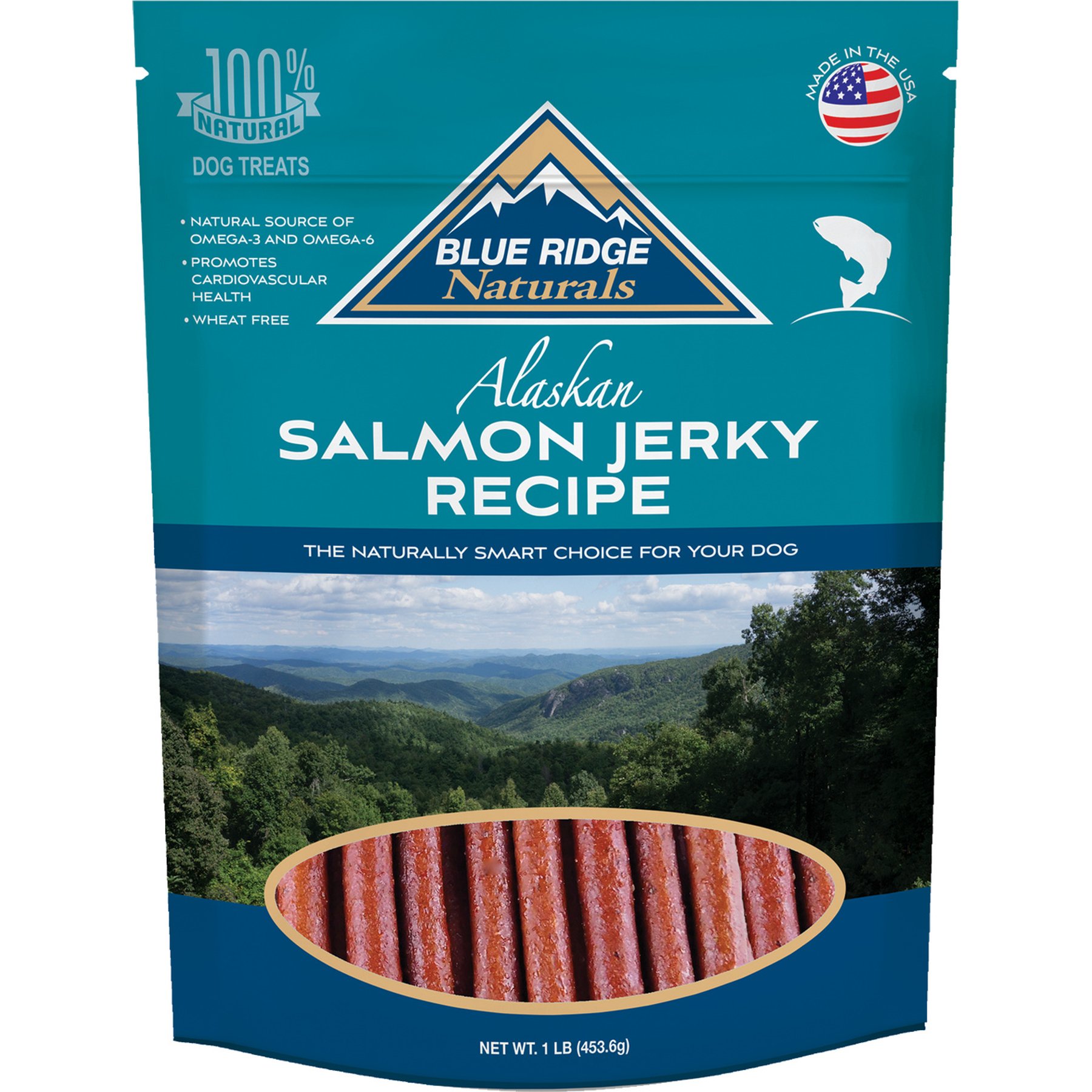 Blue Ridge Naturals Alaskan Salmon Jerky Dog Treats, 1-lb bag, bundle of 2