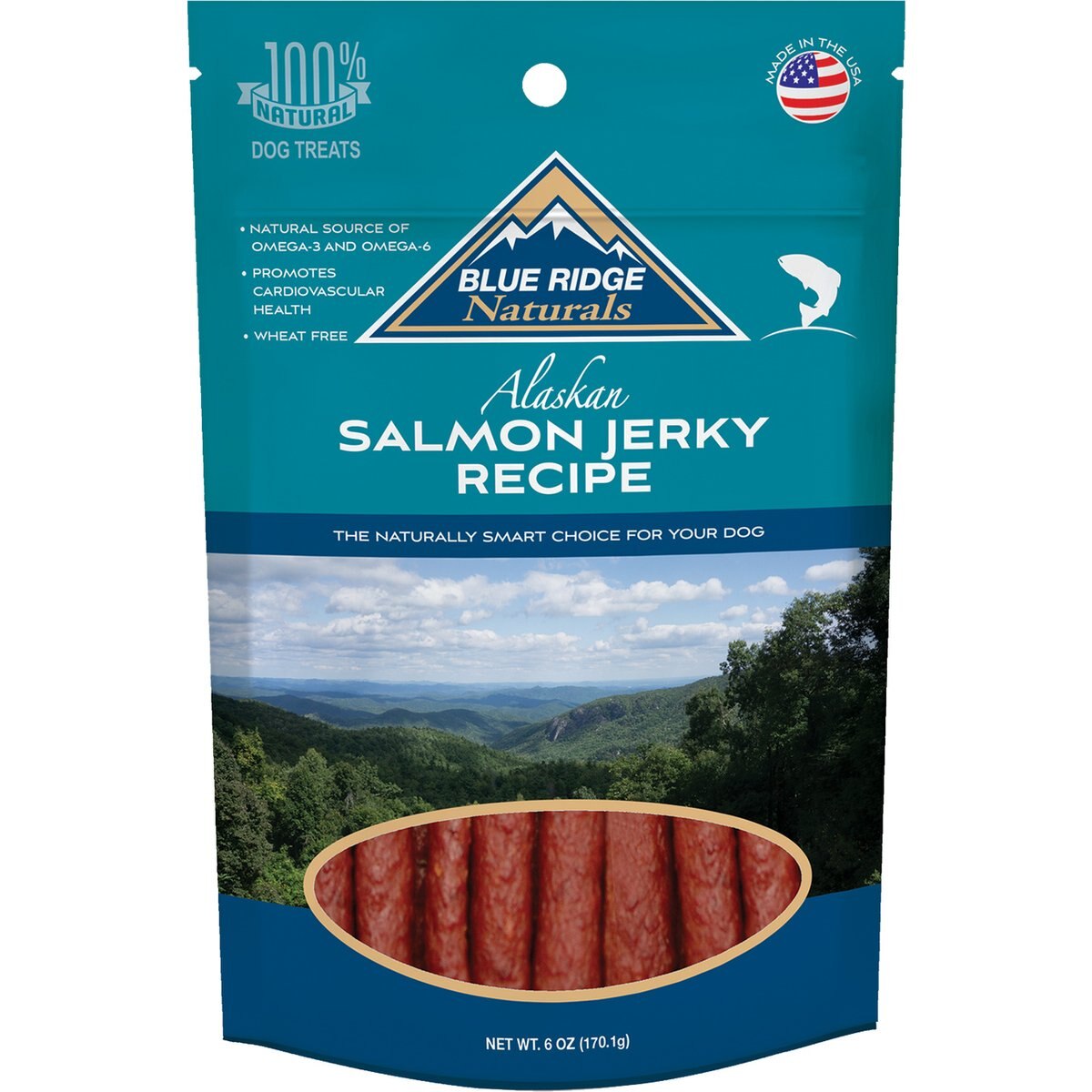 Blue Ridge Naturals Alaskan Salmon Jerky Dog Treats, 6-oz bag