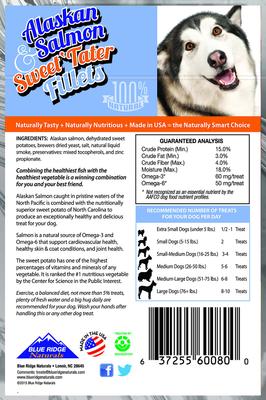 Show full view: Blue Ridge Naturals Alaskan Salmon & Sweet Tater Fillets Dog Treats, 5-oz bag slide 3 of 8