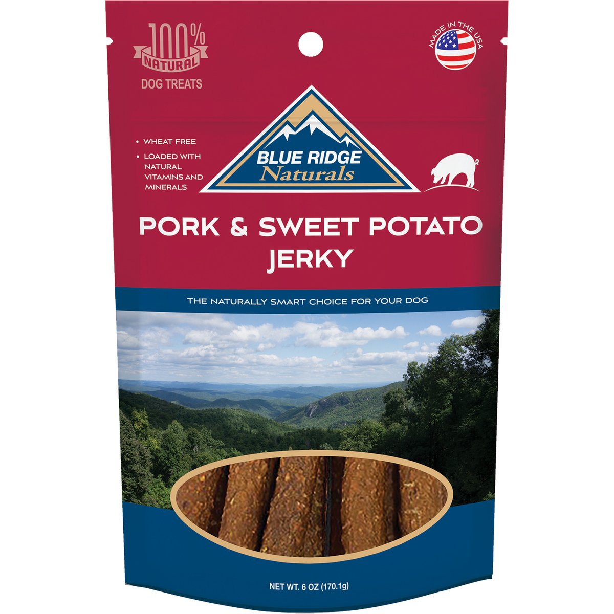 Blue Ridge Naturals Pork & Sweet 'Tater Jerky Dog Treats, 12-oz bundle